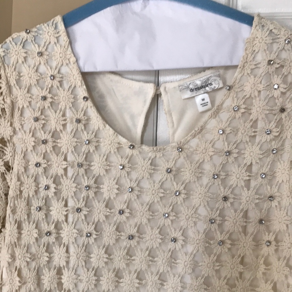 Cream knit, lined top, medium - Picture 2 of 7